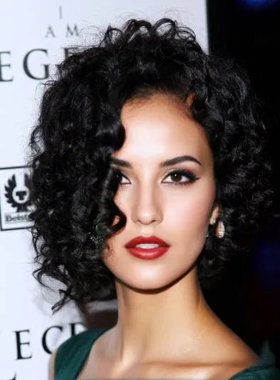 Parrucca lunga e riccia nera di Jada Pinkett Smith, 100% capelli umani, in pizzo completo, 16 pollici