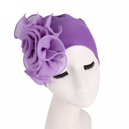 Large Floral Double-Layer Headscarf Hat, Hair Protection and Anti-Hair Loss Cap Tjm-295