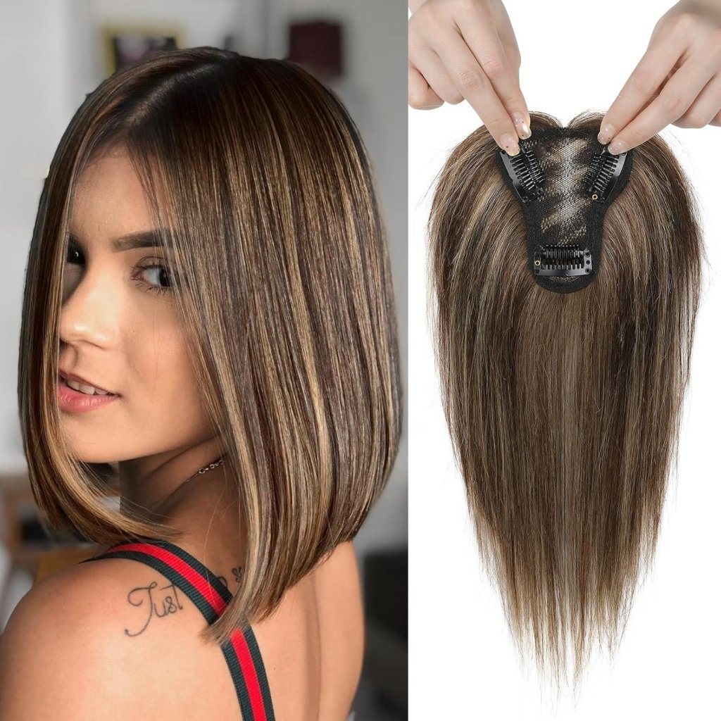 Real Human Hair Topper 10 inch Women Hair Toppers for Thinning Hair Light Grey Wigs