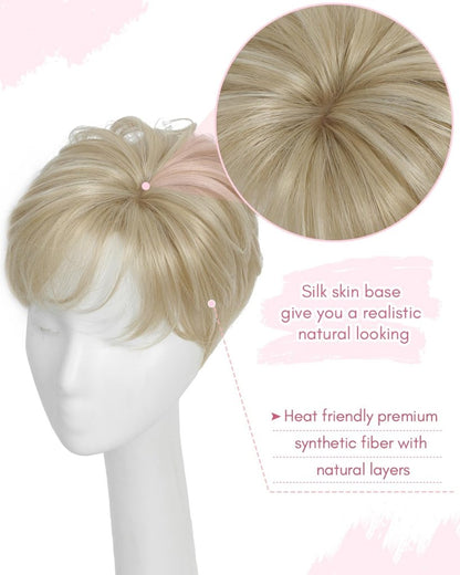 Hair Topper Short Pixie Cut Pieces for Women with Thinning Human Hair Wigs