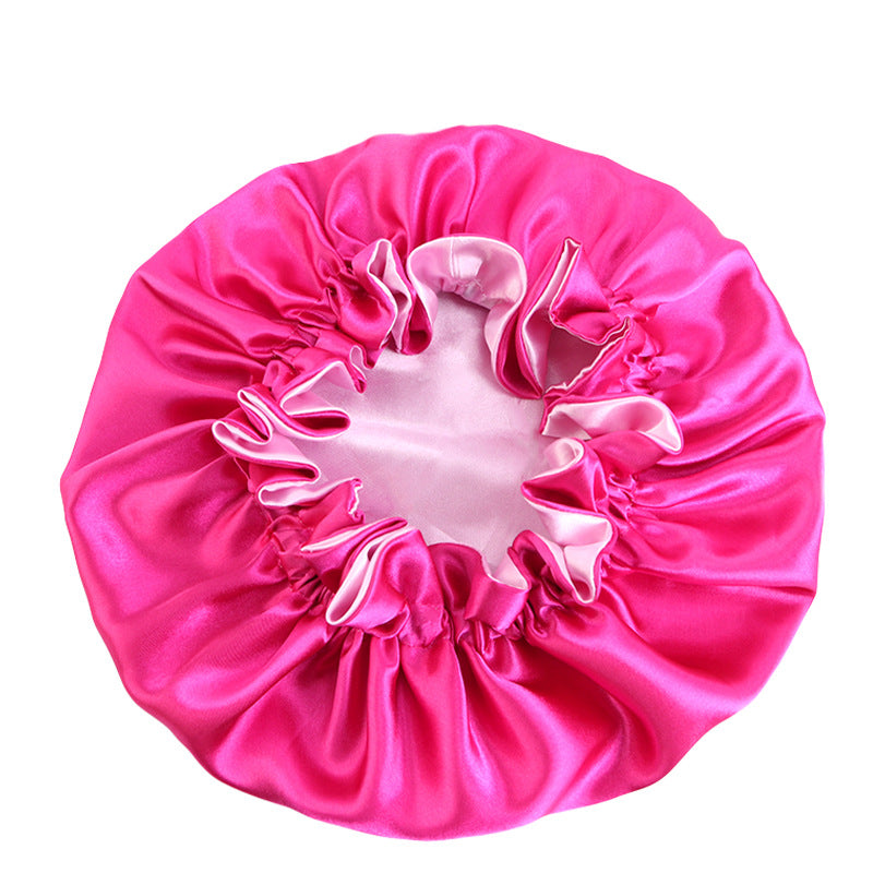Auricularie Edge Color Solid Color Double Layer Nightcap Contrast Color Tapis Hat Silk Beauty Care Cap JDB-443A-2