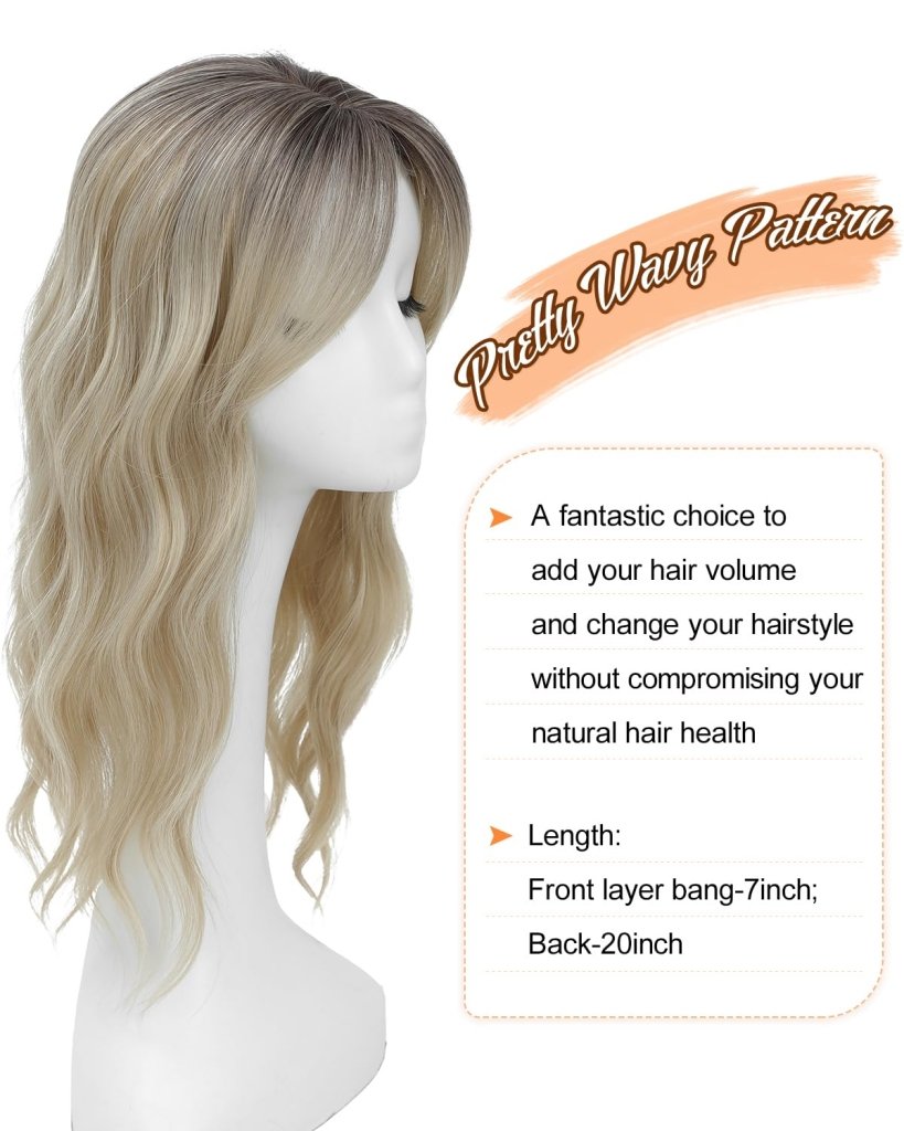 20Inch Wavy Hair Topper for Women Add Volume&Cover Thinning Hair with Natural Looking Hair Piece