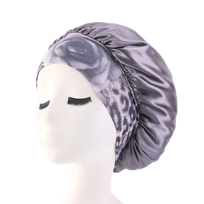 Printed hair band satin round hat nightcap beauty makeup hat headscarf cap JDB-301H