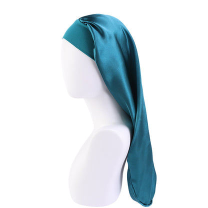 AliExpress Hot Sale High Stretch Wide-brimmed Long Barrel Hat Imitation Silk Stretch Nightcap Headscarf Hat