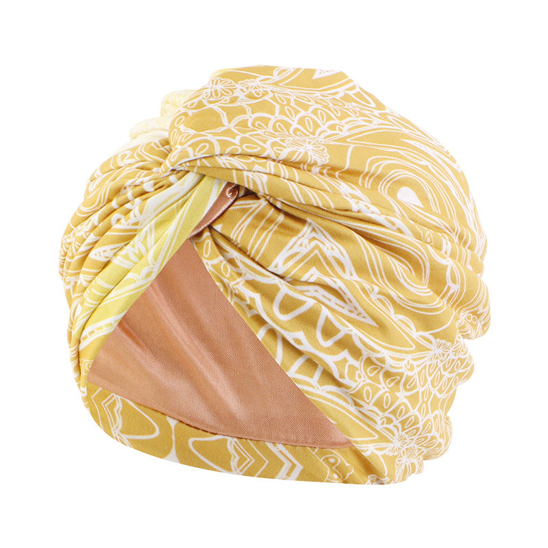 Cross border polyester lined cross headscarf hat, sleeping hat, toe cloth hat JDT-473D