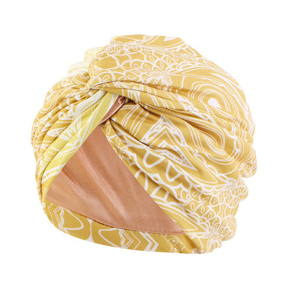 Cross border polyester lined cross headscarf hat, sleeping hat, toe cloth hat JDT-473D