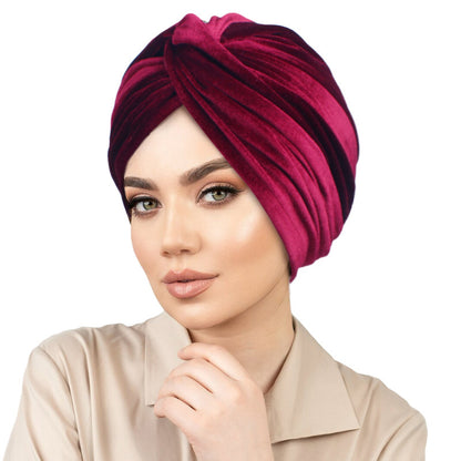 Cross-border velvet ethnic cap warm chemotherapy cap headscarf cap cross twist cap Amazon TJM-263