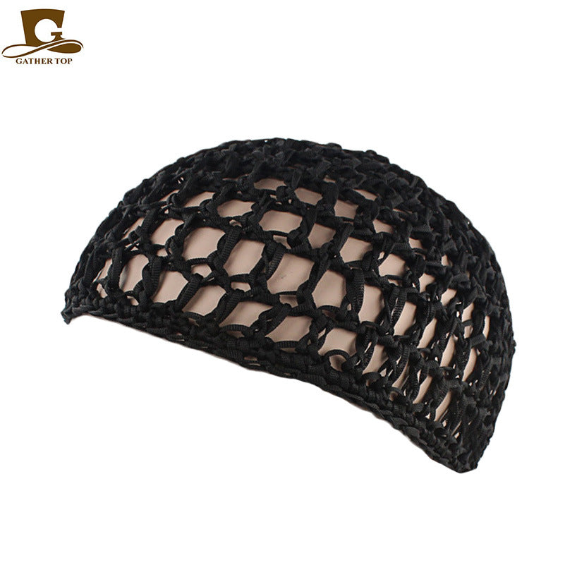 Solid Color Hand Crocheted Hair Care Mesh Hair Cover Headgear Nightcap Breathable FW-11