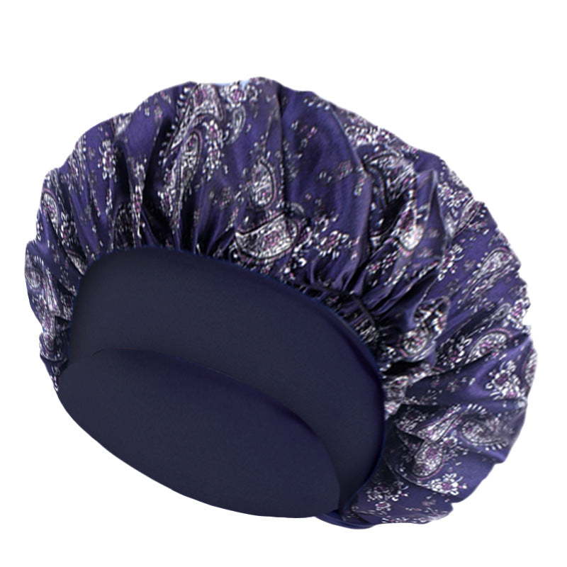 Amoeba wide-brimmed elastic hair band nightcap satin round CAP Beauty hair cap shower cap satin bonnet
