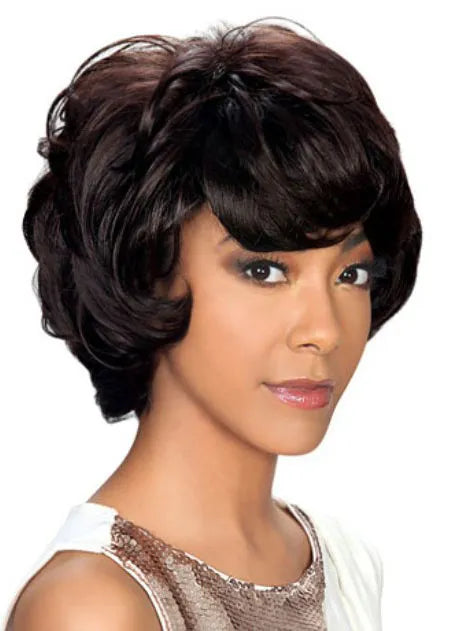 150% Density Afro Short Wave Synthetic Capless Wigs 10 Inches