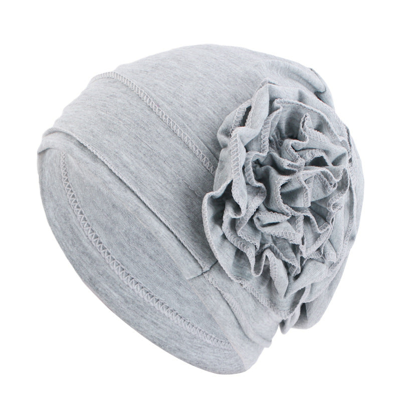 Cross-border new cotton flower elastic turf cap pullover cap moon cap chemotherapy cap JDT-417B
