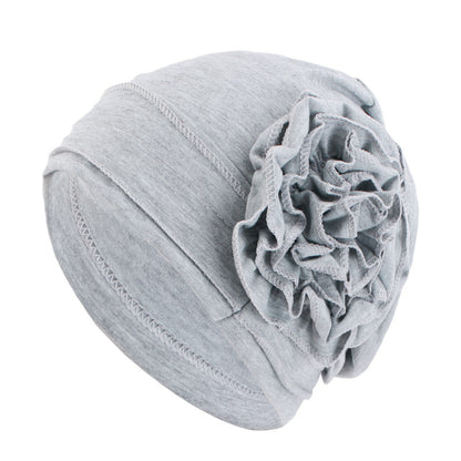 Cross-border new cotton flower elastic turf cap pullover cap moon cap chemotherapy cap JDT-417B