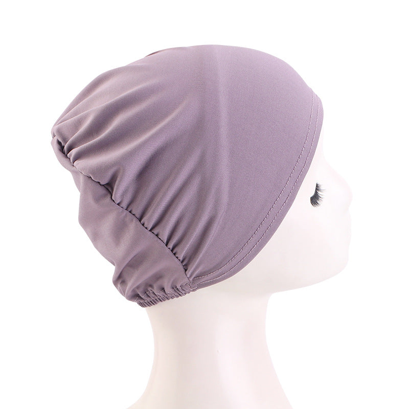 Cross-Border Hot-Selling Base Cap, Elastic Headscarf Hat, Head Wrap Hat, Solid Color Hair Protection Hat Tjm-262-1