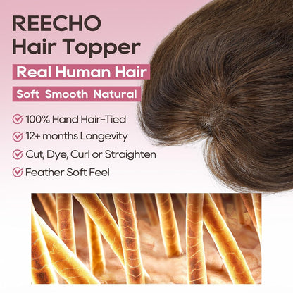 Real Human Hair Topper 10 inch Women Hair Toppers for Thinning Hair Light Grey Wigs