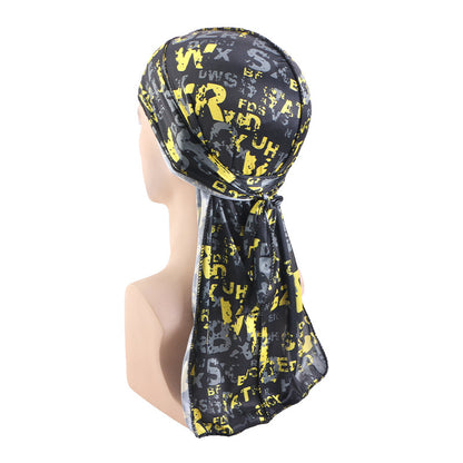 Cross-Border New Style Imitation Silk Camouflage Headscarf Hat, Long-Tailed Pirate Hat, Tie-On Head Wrap Hat Tjm-05-3H
