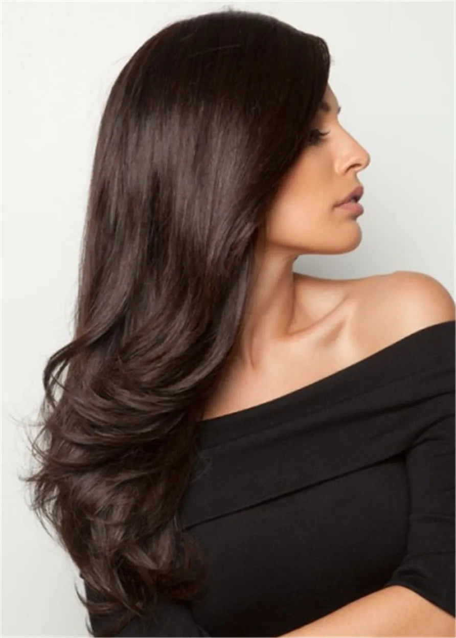 Long Straight Human Hair Natural Straight Lace Front Wig 24 Inches