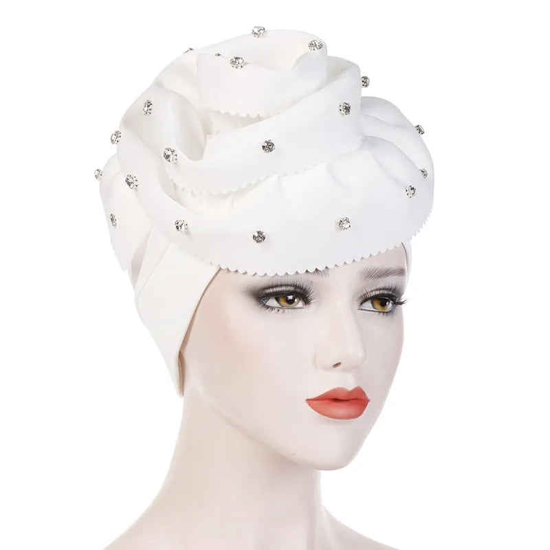 Knitted Rhinestone Fashion Pure Colour Turban