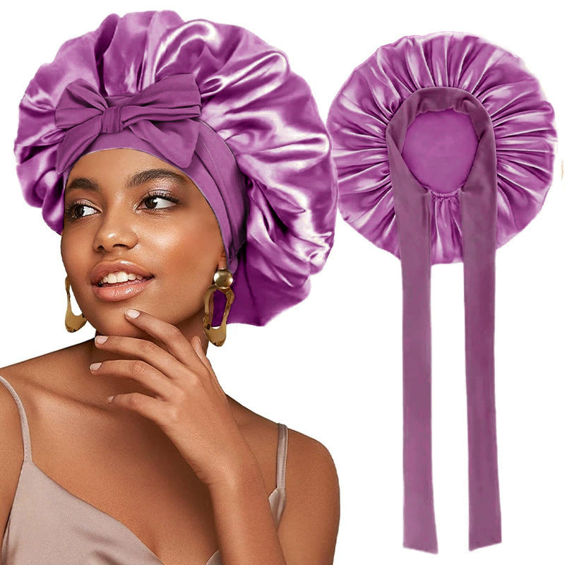 Logo Customized Satin Elastic Ribbon Nightcap Turban Hat Clothing Hat Beauty Chemotherapy Hat Jdb-301L