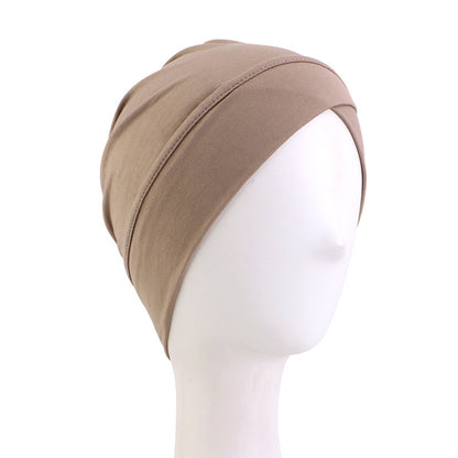 Amazon's New Elastic Cross-Over Indian Hat, Solid Color Modal Cotton Base Hat Jdt-50A
