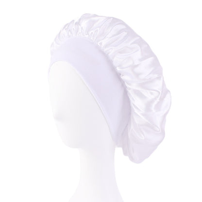 LOGO printing satin nightcap wide brimmed hair band round hat turban hat beauty salon home hat TJM-301