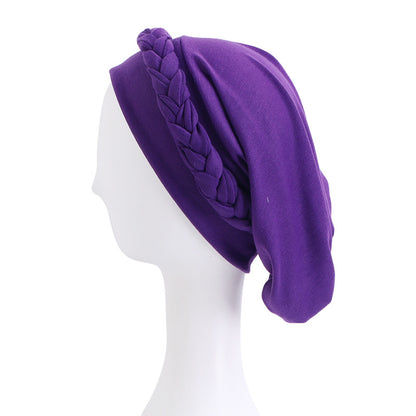 Amazon European and American Pure Color Elastic Ethnic Style Baotou Hat Twist Braid Chemotherapy Cap Confinement Cap Jdt-429C