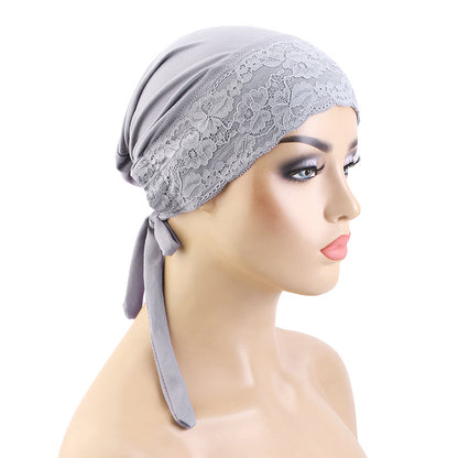 New Lace Accessory Headscarf Hat, Elastic Band Head Wrap Hat, Hair Protection Hat, Cross-Border Hat Jdt-31-1B