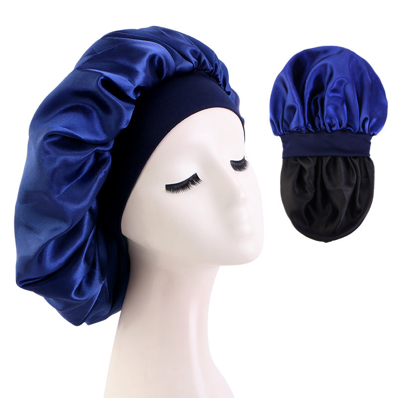 European and American Large Wide-Brimmed Elastic Double-Layer Satin Nightcap Beauty Hair Care Cap Care Cap Jdb-301S