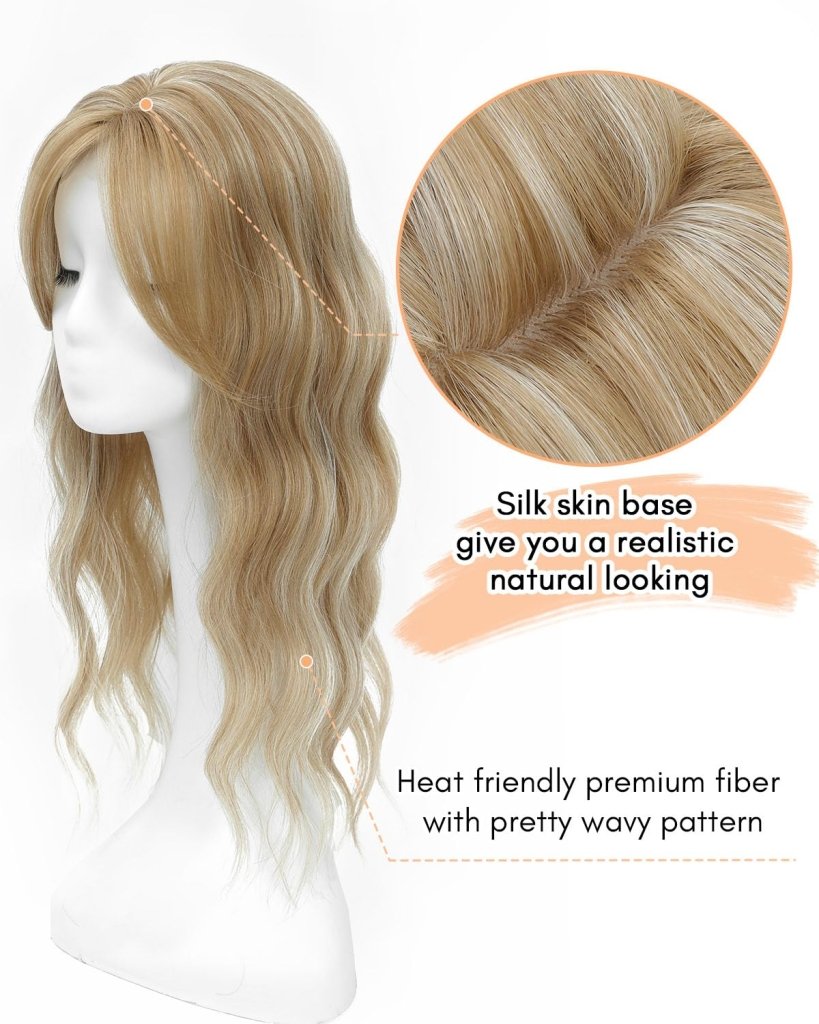 20Inch Wavy Hair Topper for Women Add Volume&Cover Thinning Hair with Natural Looking Hair Piece