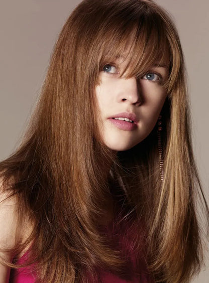 Fashion Last Long Layered Cut Hairstyle Straight 100% Human Hair Wig with Fringe 18 Inches