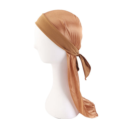 Cross-Border New Elastic Ribbon Imitation Silk Pirate Hat Cloak Baotou Hat Strap Turban Hat Durag
