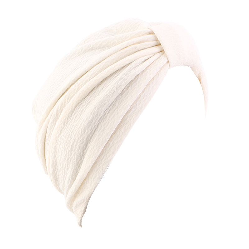 European and American Popular High-Elastic Bubble Fabric Knotted Headscarf Hat, Ethnic Hat, Turban, Chemotherapy Hat, Headscarf Hat