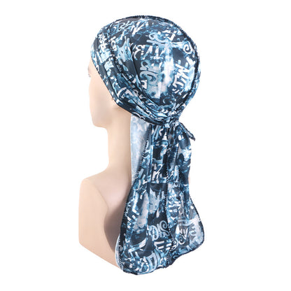 Cross-Border New Style Imitation Silk Camouflage Headscarf Hat, Long-Tailed Pirate Hat, Tie-On Head Wrap Hat Tjm-05-3H