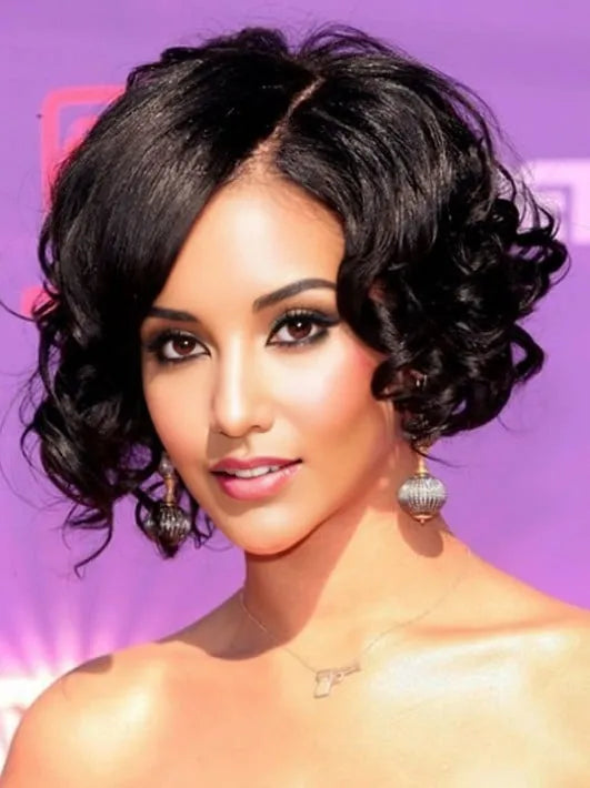 Rihanna Meidum Water Curly 10 Inches Celebrity Synthetic Lace Front Wig