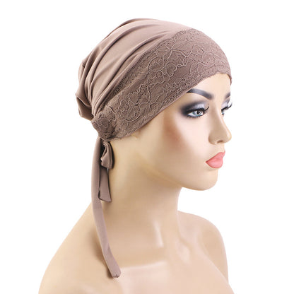 New Lace Accessory Headscarf Hat, Elastic Band Head Wrap Hat, Hair Protection Hat, Cross-Border Hat Jdt-31-1B
