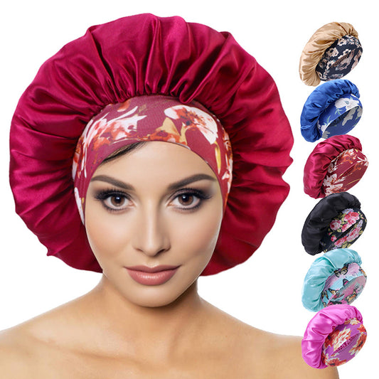Printed hair band satin round hat nightcap beauty makeup hat headscarf cap JDB-301H