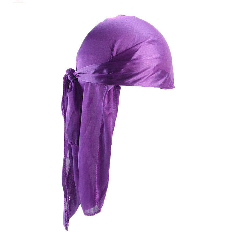 European and American popular artificial silk long tail pirate hat men's and women's bag headscarf hat printable LOGO