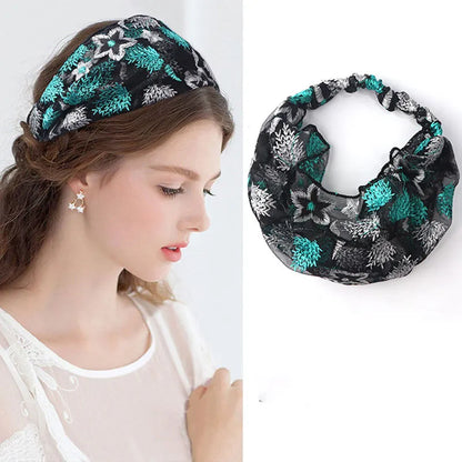 Women's Korean Style Floral Pattern Lace Material Hair Band Hair Accessories for Gift