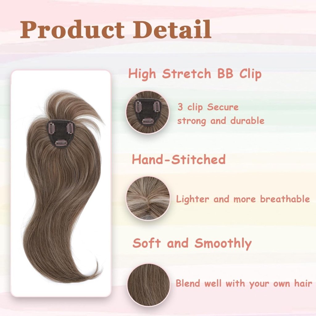 Hair Topper with Bangs Hair Clip 360° 3D Cover Fluffy Wigs Hair Piece with Thinning Hair