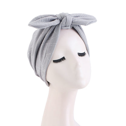 European and American new bow shaped headscarf hat for women, fashionable elastic headband cloth hat JDT-521