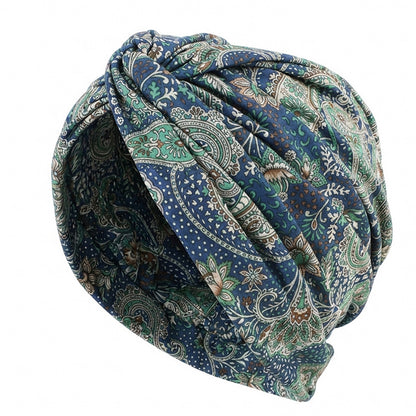 Cross-Border New Style Printed Cross-Twist Hat, Women's Elastic Turban Hat, Indian Hat Jdt-163I