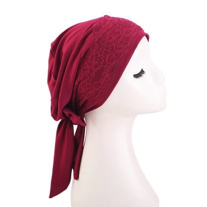 Amazon source lace edge ribbon headscarf cap, toe cap, base cap, chemotherapy cap JDT-510