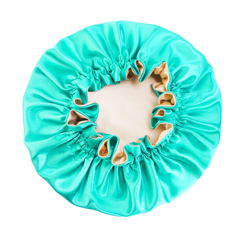 Auricularie Edge Color Solid Color Double Layer Nightcap Contrast Color Tapis Hat Silk Beauty Care Cap JDB-443A-2