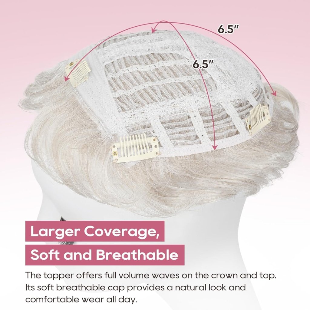 Short Wiglet Hair Topper for Women with Thinning Hair Large Coverage Synthetic Top Grey