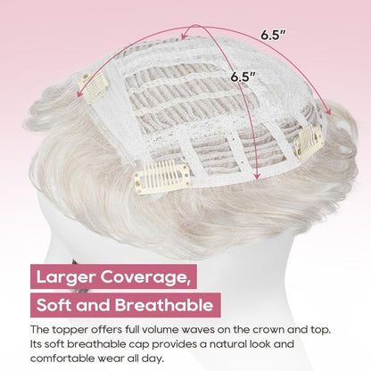 Short Wiglet Hair Topper for Women with Thinning Hair Large Coverage Synthetic Top Grey