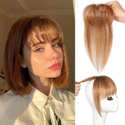 Clip in Bangs Hair Clip 100% Real Human Hair Toppers for women Clip on Bangs Human Hair with Lace Topper Bangs 360°Cover Clip on Bangs for Women Wispy Fake Bangs for Daily Wear