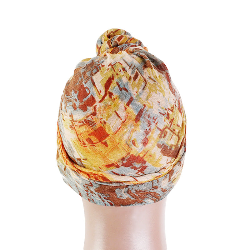 Bali Yarn Tie-Dye Scarf Cap Ethnic Style Tie Tape Cap African Wrap Scarf WJ-24