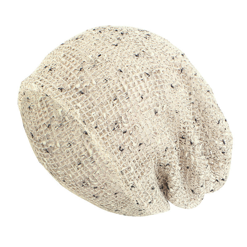 Cross border new breathable cotton and linen mesh hat, headscarf hat, twisted braid hat, double-layer pullover hat JDU-59