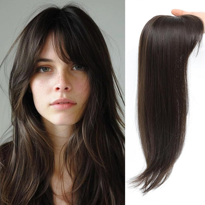 Hair Topper with Bangs Hair Clip 360° 3D Cover Fluffy Wigs Hair Piece with Thinning Hair