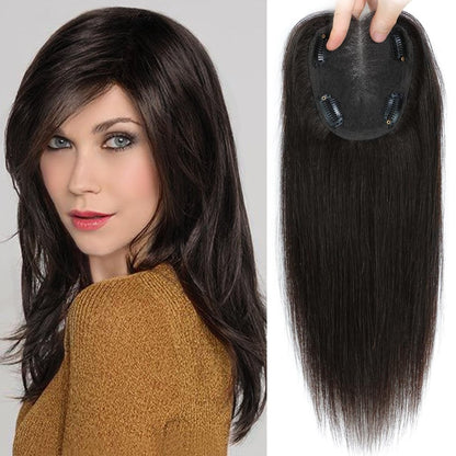 Hair Toppers for Women Real Human Hair 150% Density Clip In Topper Hairpieces 10 × 12CM Swiss Base Wiglet Top Hair Pieces for Women with Thinning Hair（12Inch,1B#）