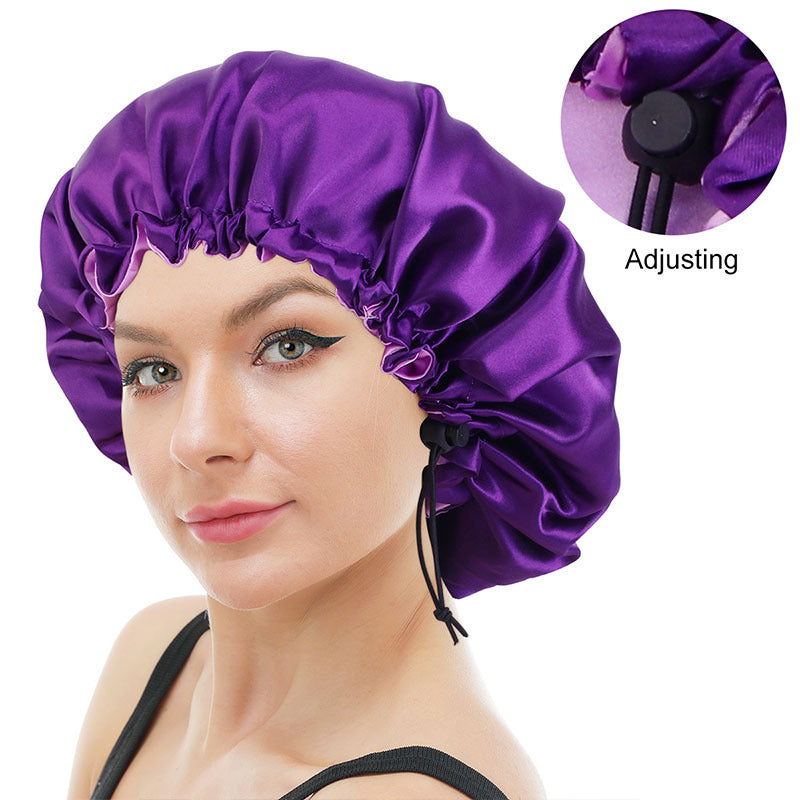 European and American popular adjustable chemotherapy cap shower cap double-sided perm cap Amazon double-layer colored sleeping cap